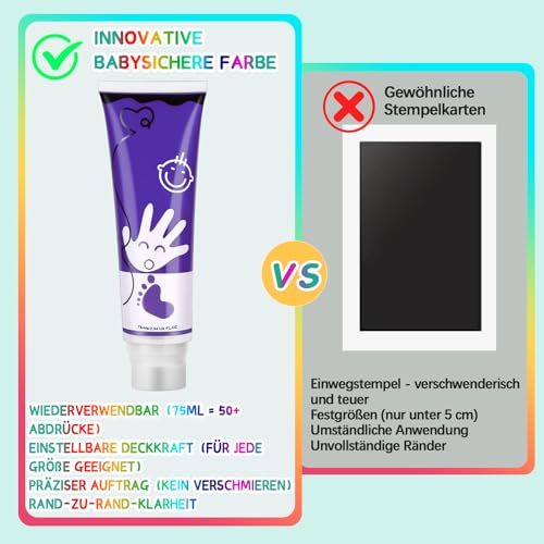 TOGOU2S Baby Hand- & Fußabdruckfarbe mit Schwammspitze 75 ml Violett – Ansicht 4