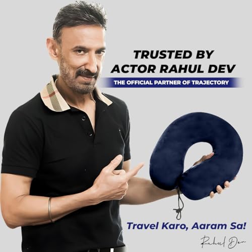 Image of Trajectory Travel Neck Pillow Rest Cushion for Travel and Sleeping in Plane Flight Car Train Airplane for Sleeping and Orthopedic Cervical Pain Blue