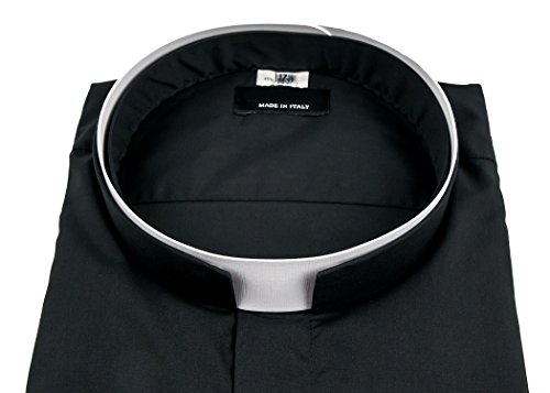 Mens Long Sleeve Premium Italian Roman Tonsure Collar Clergy Shirt (Black) (16.5" Neck 36/37" Sleeve, Black)2