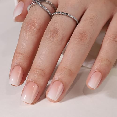 Anglicolor Uñas postizas cuadradas ombré 15 tamaños - Kit de 30 uñas postizas reutilizables (Ombre-A8, 32 piezas)