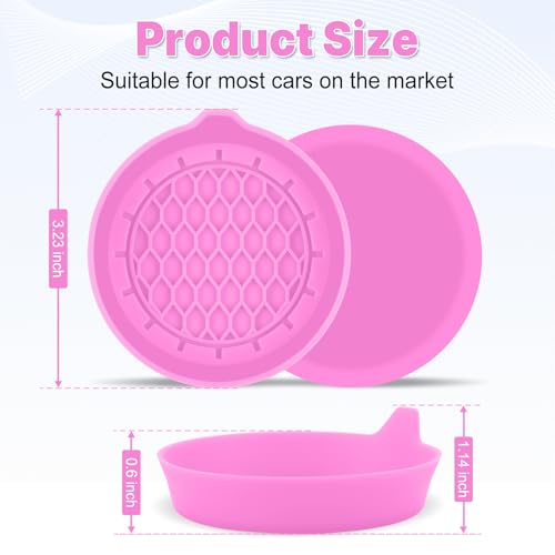 Image of SINGARO Car Cup Holder Coaster, Silicone Cup Holder Insert, Universal Non-Slip Cup Holders, Car Accessories Interior for Women and Man 4 Pack Pink