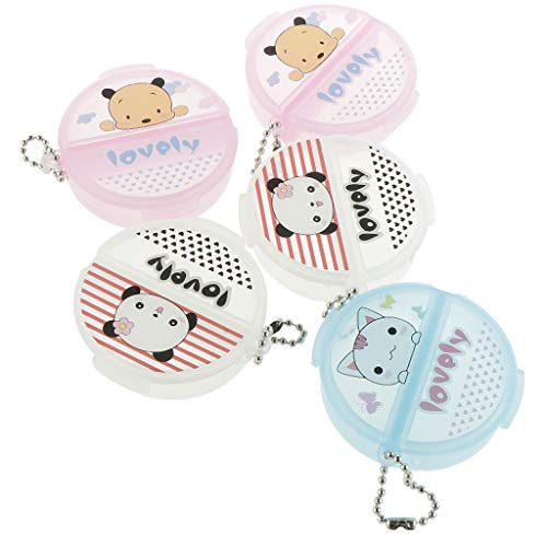 Preisvergleich Produktbild perfk 5 Stück Tablettenschieber Pillen Aufbewahrungskasten Pillendose Schmuckschatulle Pillendose Pillentasche - 2 Schlitze mit Kette