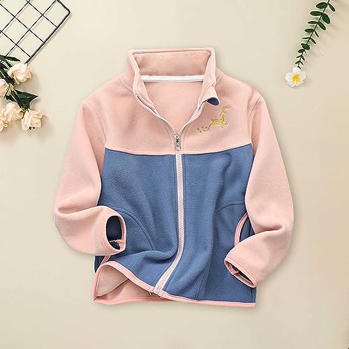 Toddler Girls Spring Winter Long Sleeve Spliced Thick Plush Zipper Stand Collar Coat for 3 to 9 Rain Jacket Girls2