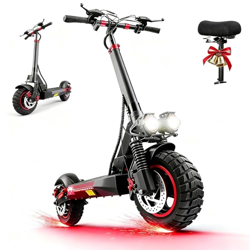 Image of Electric Scooter Adults,1200 /1600W Motor, 30 /34 MPH Top Speed & 30 /40 Miles Range, 48V 18 /21AH Big Battery, 10 /11 inch Off-Road Tire Folding E Scooter with Seat, Dual Braking System, Double Suspension