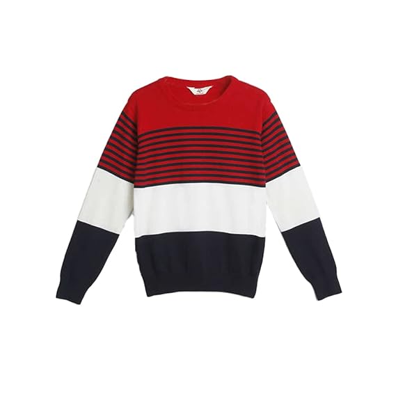 STOP by Shoppers Colour Blocked Cotton Round Neck Boys Sweater (A21710BSTR027-P)