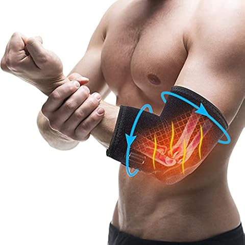 Heating Elbow Brace Support, Adjustable Heated Elbow Wrap Pad with 3 Level Temperature Setting Hot/Cold for Tendonitis, Tennis Elbow, Arthritis Pain Relief Cover