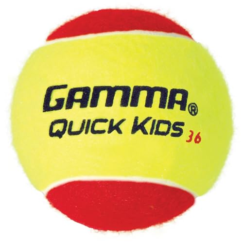 GAMMA Quick Kids 36 Training Tennis Balls for Kids & Beginners, Low-Compression Core Reduces Speed & Bounce, Great for Tennis Practice, USTA & ITF Approved for Use in 10 & Under Tournaments, Bag of 12