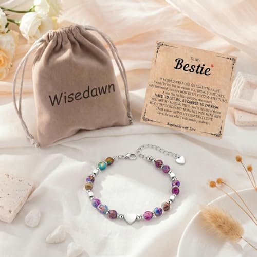 Image of Gifts for Women & Girl, Healing Natural Stone Beads Heart Bracelets with Quote Card, Back to School Valentines Mothers Day Graduation Christmas Birthday Gifts