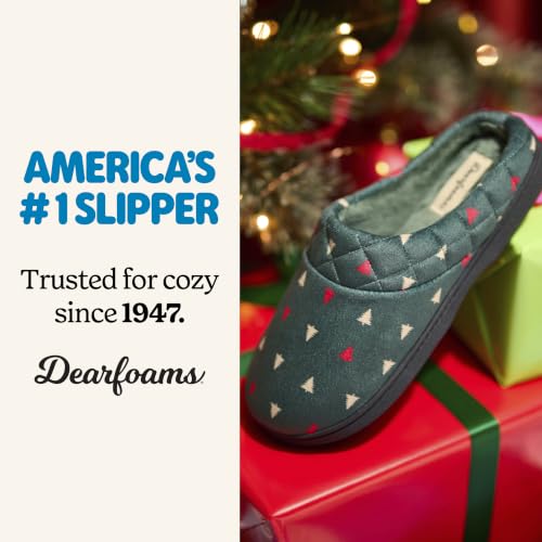Image of Dearfoams Women's Lightweight Memory Foam Indoor House Slipper Darcy Velour Clog with Wide Widths