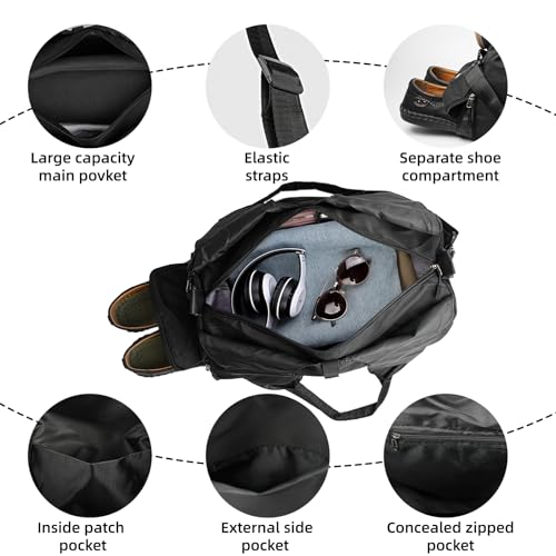 Gym Bag, Yoga Gym Bag for Women and Men, Carrying Workout Gear and Accessories, Shoe Compartment and Wet Dry Storage Pockets, Travel Duffle Bag Carry On Weekender Bag3