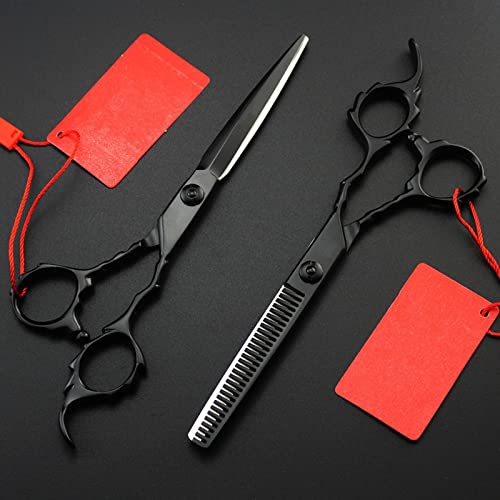Aserzenith Men's Black Hair Cutting Shears, 6 Inch Professional 440C Hair Scissors Cutting Barber Makeup Hair Salon Thinning Shears Hairdressing Scissors Kit