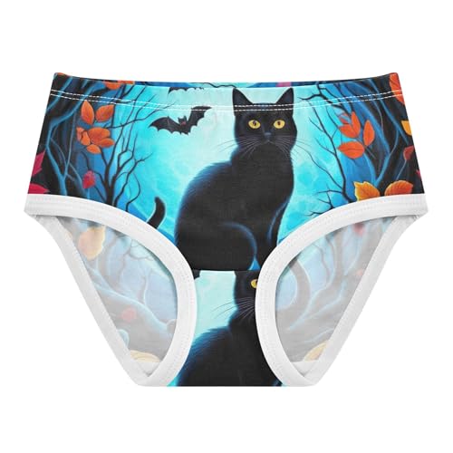 Girls Underwear Toddler 2t Cotton Girl Panties Cute Artistic Briefs Girls Undies Halloween Black Cat Pumpkins