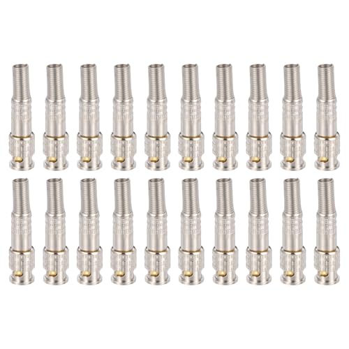 QUARKZMAN 20 Piezas Conectores Coaxiales BNC Macho RG59 RG6 Terminal Coaxial Dorado Con Rosca Adaptador De Latón De 6 Mm Para Cables Coaxiales De Sistema De Cámaras De Monitoreo