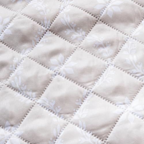 Image of House of Quirk 'Mughal Series' Anti-Slip Sofa Cover Mat with Pocket | Polyester Couch Protector for Pets, Kids & Spills (Beige Blossom, 180x120cm, Two Seater)