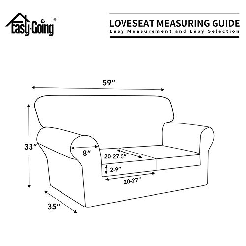 Image of Easy-Going Waterproof 3-Piece Loveseat Cover Couch Covers for Sofa | Stretch Spandex Sofa Cover Protector Elastic Bottom for 2 Cushion Couch Dog Pet Friendly Living Room Black