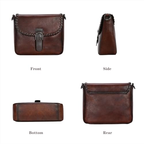 HESHE Genuine Leather Crossbody Bags for Women Satchel Purses Boho Shoulder Bag with 3 Straps Designer Cross Body Bag4