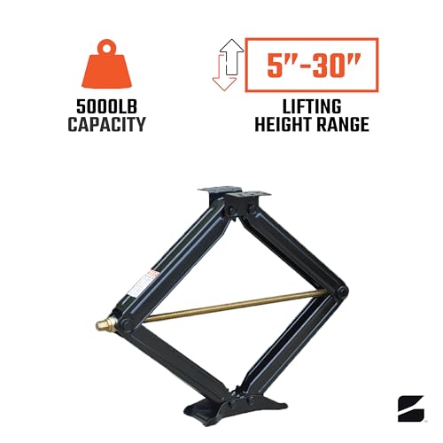 Image of Bastion Distribution Two New 30 inch Scissor Jacks with Crank Handle | 5000lbs Capacity | 5-30 inch Height | Spray-Tested Powder Coated | BJ-5000MSJ30