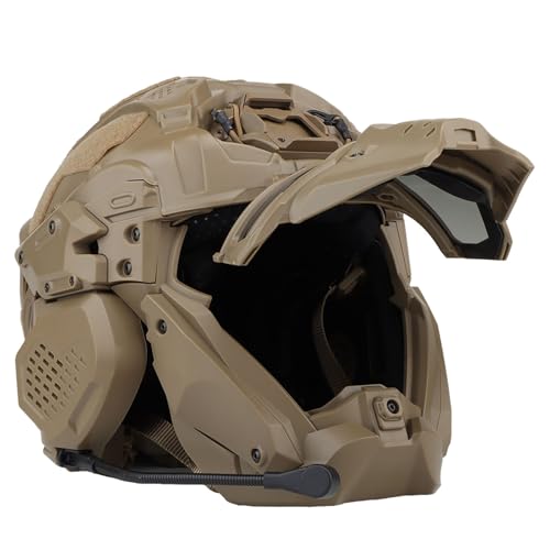 ZFFOZZ Casco De Asalto Táctico (versión Actualizada) con Ventilador Antivaho, Lentes Intercambiables, Auriculares De Comunicación Integrados para Juegos De Paintball Airsoft(T)