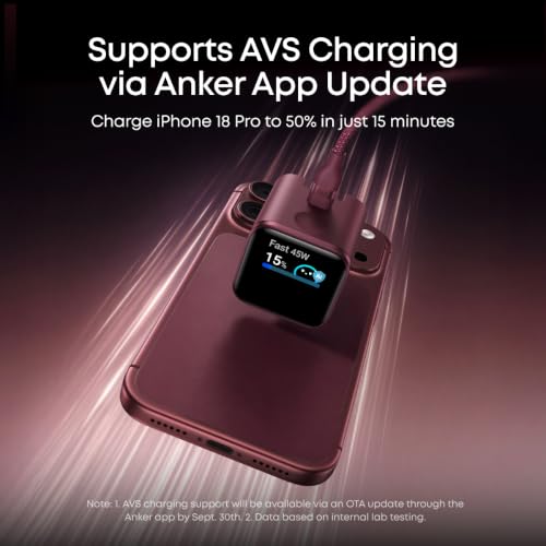 Anker Nano Smart Display Charger, 45W Max USB C Charger for iPhone 18 Pro | New iPhone Recognition and AVS Support via OTA Update, Care Mode Extends Battery Life, Phone Charger for iPhone 18/17 Pro Max - image 6