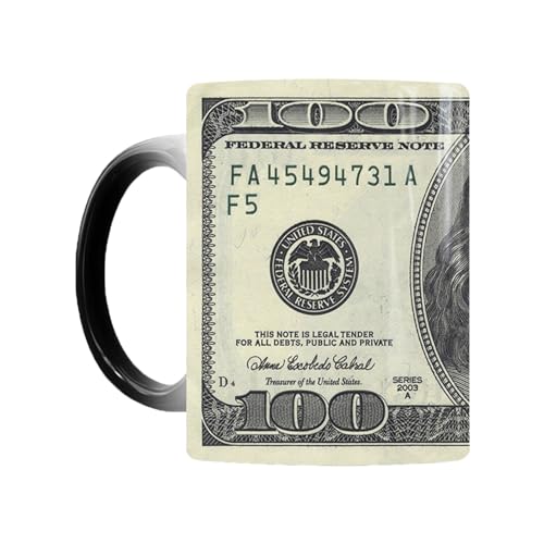 Xasbseulk Taza de cerámica Màgicc con billetes de dólar | Taza de café divertida de 400 ml que cambia de color | Taza de café versátil de cerámica que cambia de calor | Excelente taza de presentación Xasbseulk Taza de cerámica Màgicc con billetes de dólar | Taza de café divertida de 400 ml que cambia de color | Taza de café versátil de cerámica que cambia de calor | Excelente taza de presentación