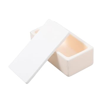 SHINEOFI Lab Furnace Corundum Alumina Crucible with Cover Versatile Melting Bowl for Metal Smelting and Experiments Beige Aluminum Oxide Boat