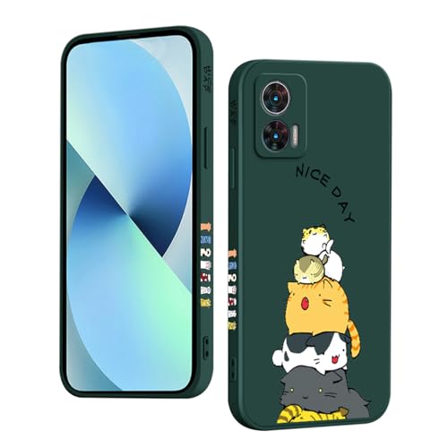 YUXING Funda para Motorola Edge 30 Neo Silicona - Moda Lindo Patrón Diseño Delgado Carcasa, Antichoque, Antideslizante, Elegante, Protección Totaly Resistente (Cat,Green)