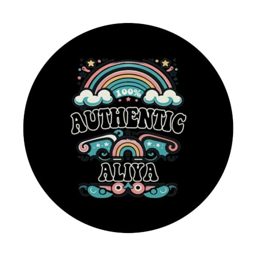 ALIYA 100% Authentic Cute Retro Girls ALIYA Name PopSockets Swappable PopGrip, Black - Image 3