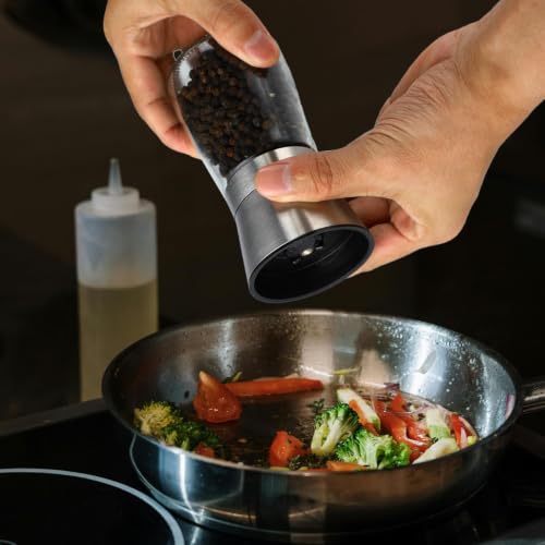 Miniatura 7 de Wenrescry Set De Molinillos De Sal Y Pimienta Ajustables, 2 Piezas, Molinillo Manual De Acero Inoxidable Con Molino De Cerámica, 180 Ml - Ideal Para Especias, Chiles, Cocina Duradera