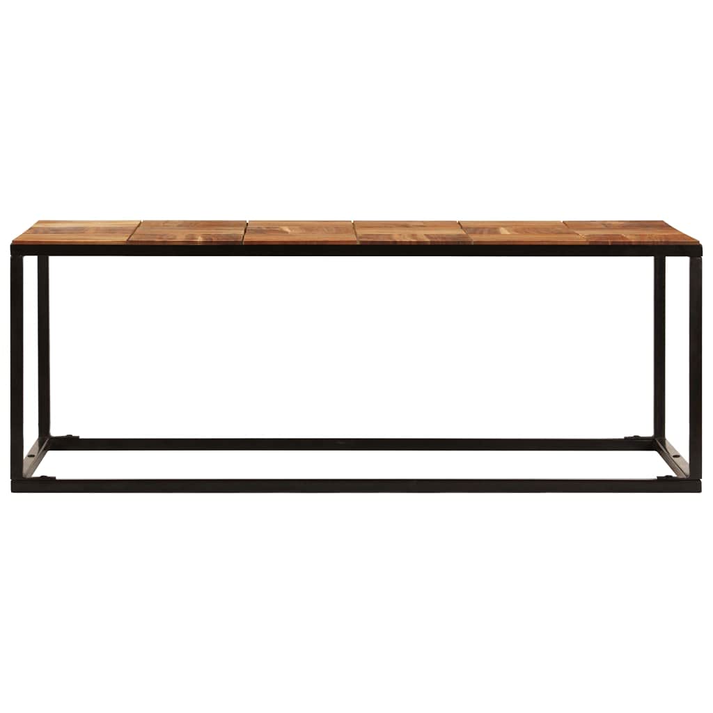 Couchtisch 110x60x40 cm Massivholz Akazie und Stahl, Wohnzimmertisch Beistelltisch Loungetisch mit Ablagefach, moderner Sofatisch im Industrial Design