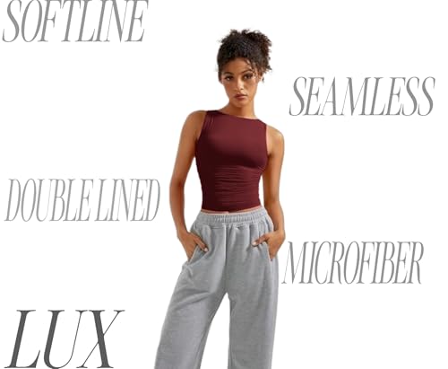 Image of SIGHTBOMB SOFTLINE Feather Touch Double Lined Boat Neck Ruched Waist Microfiber Cuddle Baby Sleeveless TEE for Women