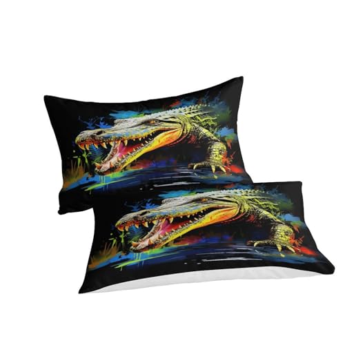 Housse de couette crocodile 260x220cm anti-pli en microfibre douce - 3