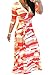 Farktop Women's V Neck Long Sleeves Digital Graffiti Printed Prom Party Maxi Long Dress with Belt (L, Red)