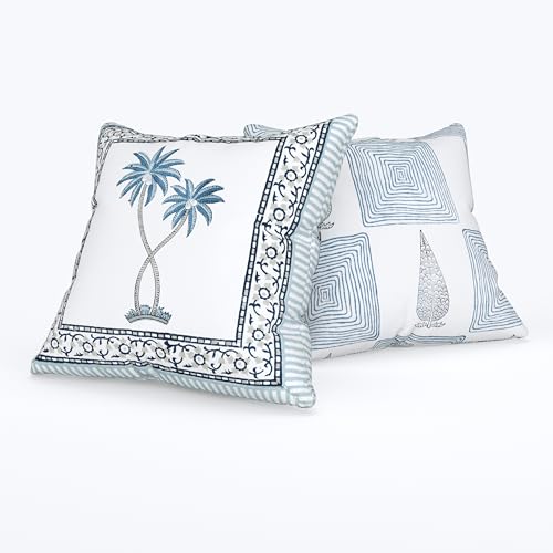 Image of BLOCKS OF INDIA Hand Block Printed Cotton Cushion Cover (16 x 16 inches) (Cushion 11)
