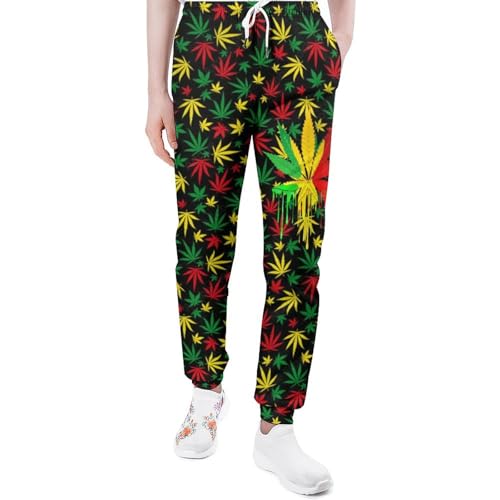 Rasta Marijuana Leaf Weed Cannabis Pant Mens Casual Trousers Soft Long Pants Sport Pants Sweatpants for Daily Sports Travel