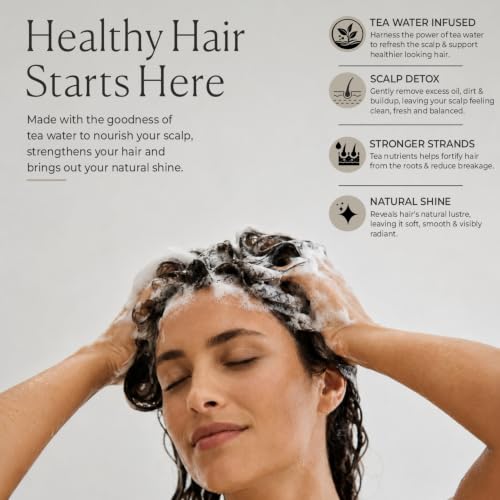 Image of Tea Water Anti-Hair Fall Shampoo | Prevents Dandruff, Strengthens Weak Roots & Reduces Breakage | With Shikakai, Bhringraj, Reetha & Neem Infused in Tea Water | Paraben & Sulphate Free, pH Balanced Shampoo for Women & Men | 280 ml