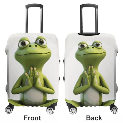 The Funny Frog Doing Yoga Luggage Cover, Washable Elastic Suitcase Cover Protector Fit 18-32 Inch Luggage3