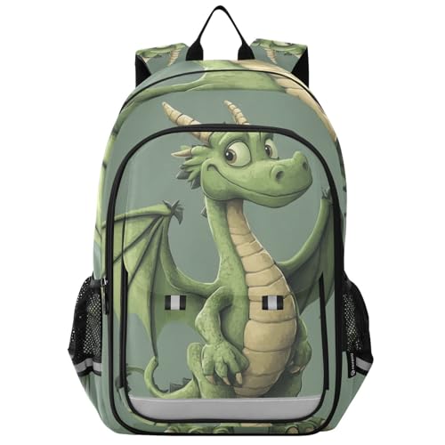 WDdZzyy Mochila para niñas de 8 a 12 años: bolsa de libros casual para niños y niñas de 5º grado en varios colores de dibujos animados dragones verde salvia