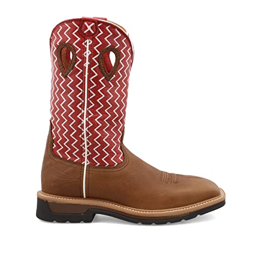 Image of Twisted X Men's 12 inch Western Work Boot, Square Toe, Distressed Saddle Shoulder & Cherry, 11.5 EE