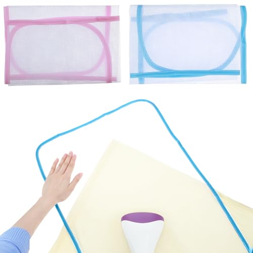 Image of 2 Pcs Pressing Cloth For Ironing Mat Ironing Cloth To Protect Clothes Scorch Saving Mesh Board Cover Pad High Temp Protective Pressing Pads Iron Insulation Net Fabric For Protect Fabrics(Blue,Pink)