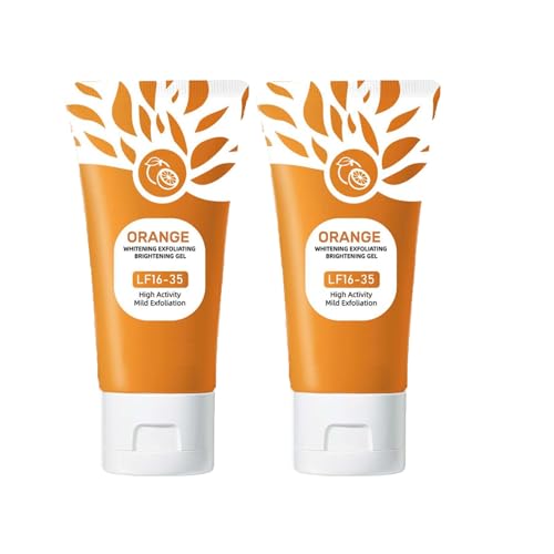 Gel exfoliante naranja, exfoliante facial de color naranja, naranja brillante, exfoliante facial, limpiador facial profundo e hidratante para toda la piel (2 unidades, 50 ml)