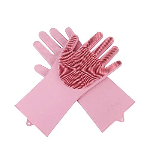 Preisvergleich Produktbild Haushalt Spulhandschuhe Küchenreinigung Geschirrspülhandschuhe Magic Scrubber Gummischalen-waschhandschuhe Werkzeuge Küchengeräte Rosa