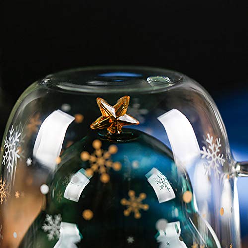Charmsamx Double Wall Insulated Thermal Cups Drinking Glasses Creative Christmas Tree Snowflake Glass Coffee Mugs Crystal Drinking Cup Shot Glasses For Tea Milk Juice Beer (Green) #TOP1