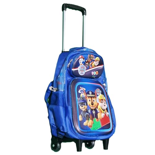 Mochila Escolar de Rodinhas Com Estojo e Lancheira Térmica Patrulha Canina Kit 3 Peças