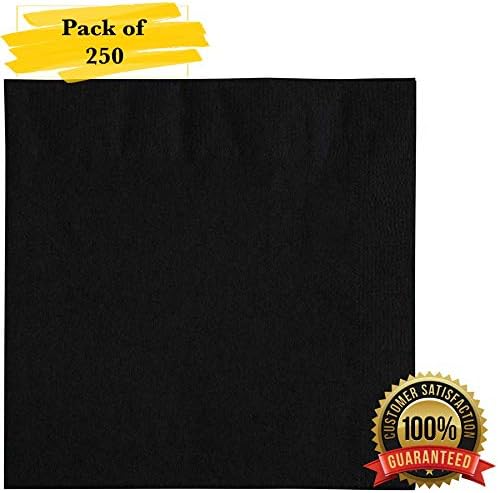 MM Foodservice 2- Ply Cocktail Napkins, Beverage Paper Napkins, Set of 250 (Black)
