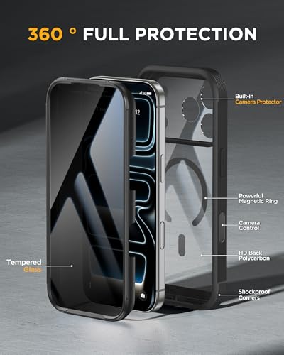 Image of Miracase for iPhone 17 Pro Max Case with Privacy Screen Protector, Black