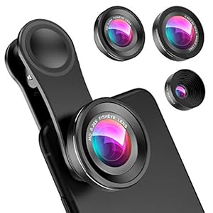 Criacr Phone Camera Lens, 0.4X Wide Angle Lens, 180 Fisheye and 10X Macro Lens (Screwed Together), Clip on Cell Phone Lens Compatible with iPhone, Smartphones, Gifts Ideal