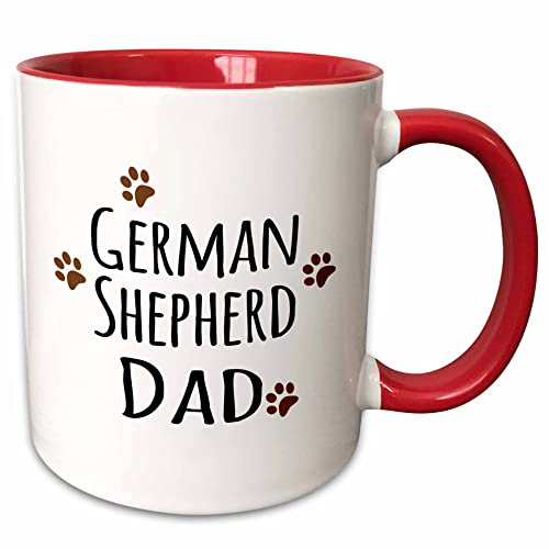 3dRose German Shepherd Dog Dad - Alsatian - Doggie 15oz Two-Tone Red Mug