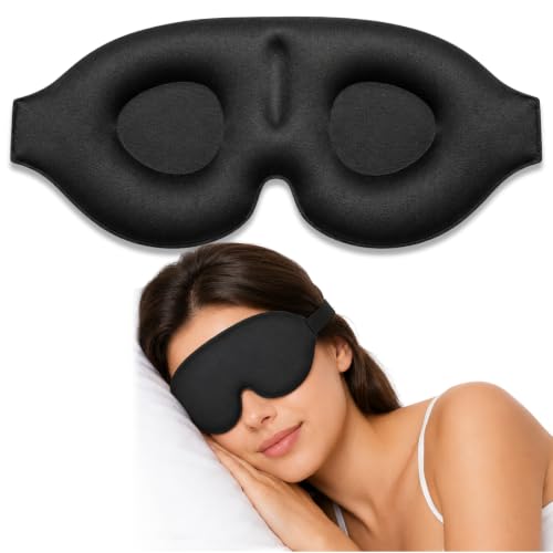 Antifaz para dormir Unisex, Cubreojos para el sueño, Seda, Color Negro