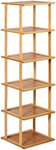 NATTHSWE Bamboo Vertical Shoe Rack - 6 Tier Narrow Free Standing Shoe Rack Organizer for Entryway, Skinny Standing Shoe Rack Shelf for Bedroom Closet Small Spaces