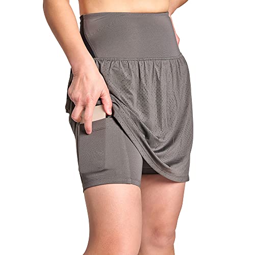 Tommie Copper Women's Pro-Grade Lower Back Support Skort - Slate Grey, Small